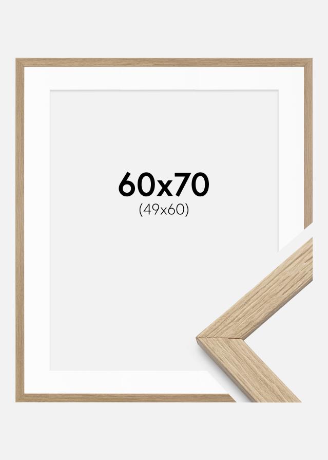 Ramme Stilren Eg 60x70 cm - Passepartout Hvid 50x61 cm