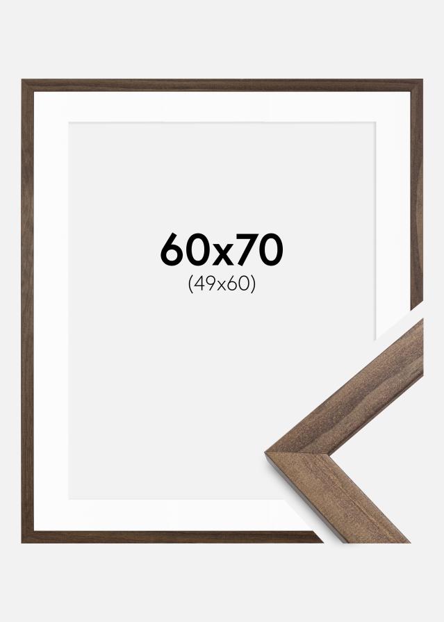 Ramme Stilren Valnød 60x70 cm - Passepartout Hvid 50x61 cm