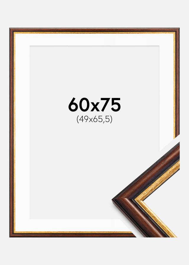Ramme Siljan Brun 60x75 cm - Passepartout Hvid 50x66,5 cm