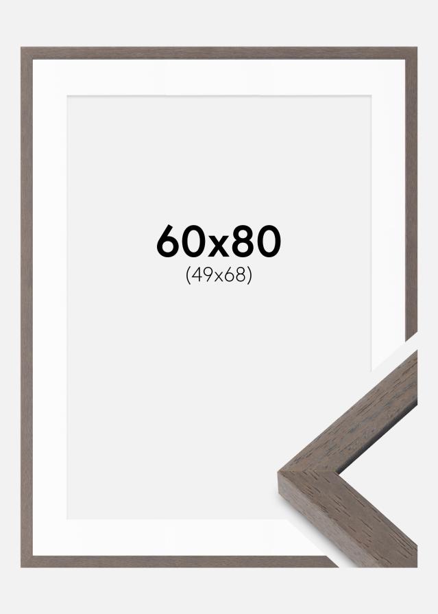 Ramme Hermes Grå 60x80 cm - Passepartout Hvid 50x69 cm