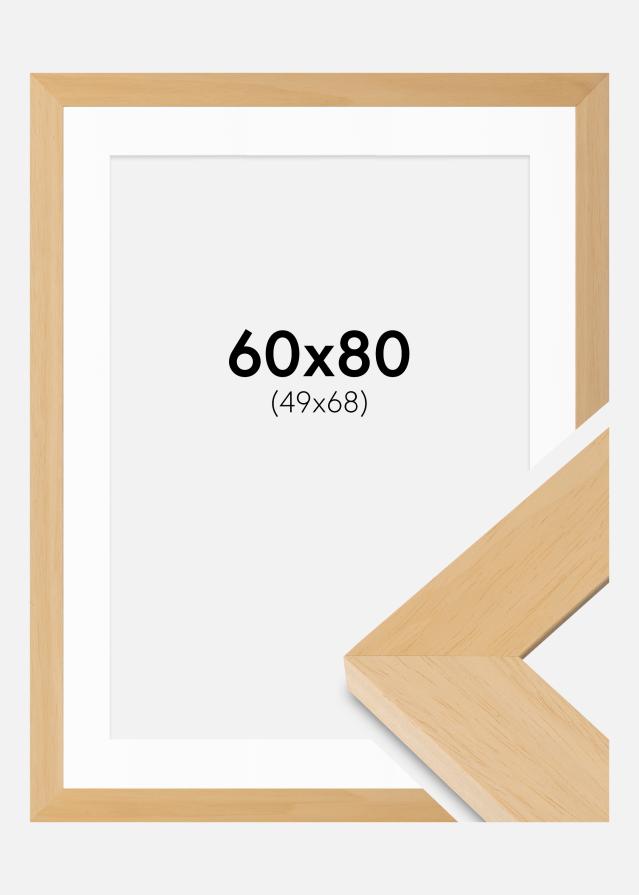 Ramme Juno Træ 60x80 cm - Passepartout Hvid 50x69 cm