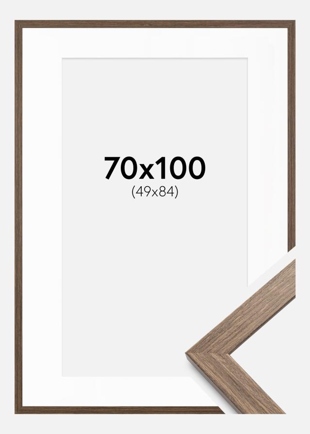 Ramme Stilren kold Brun 70x100 cm - Passepartout Hvid 50x85 cm
