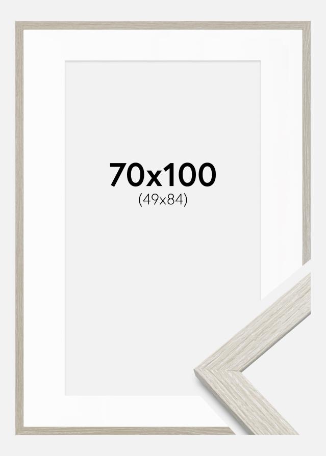 Ramme Stilren lysegrå Eg 70x100 cm - Passepartout Hvid 50x85 cm