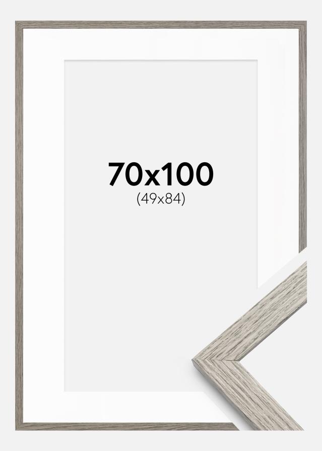 Ramme Stilren grå Eg 70x100 cm - Passepartout Hvid 50x85 cm