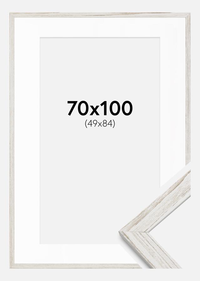 Ramme Stilren Vintage hvid 70x100 cm - Passepartout Hvid 50x85 cm
