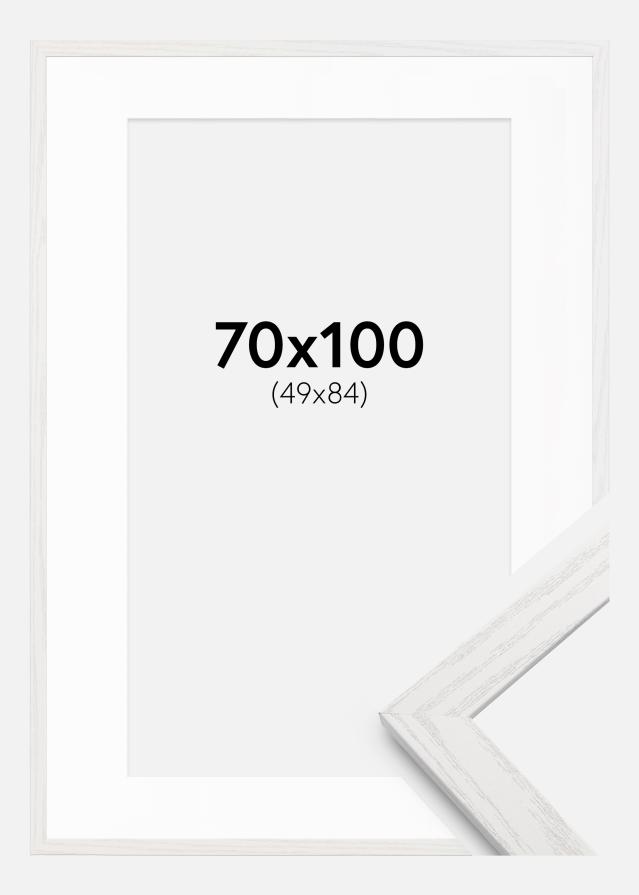 Ramme Stilren hvid Eg 70x100 cm - Passepartout Hvid 50x85 cm