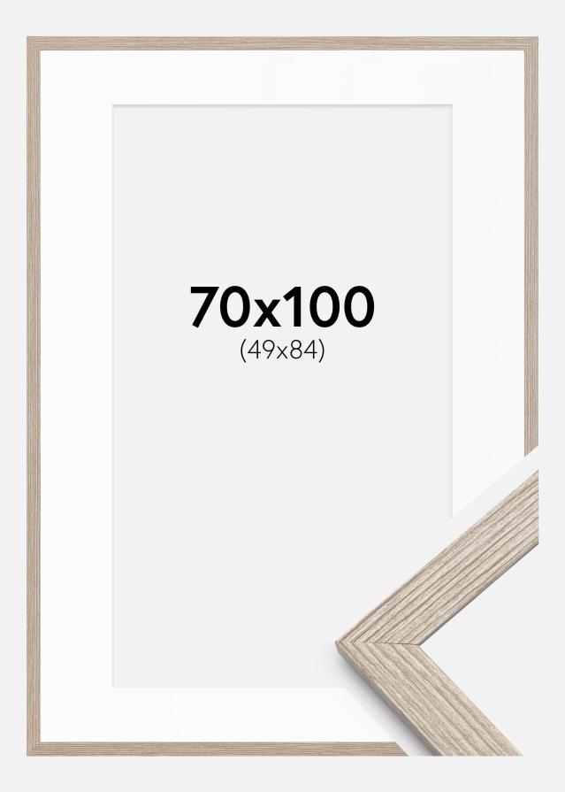 Ramme Stilren Greige Eg 70x100 cm - Passepartout Hvid 50x85 cm