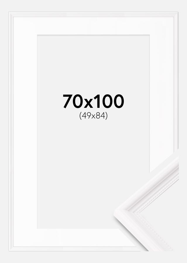 Ramme Gala Hvid 70x100 cm - Passepartout Hvid 50x85 cm