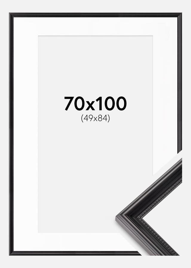 Ramme Gala Sort 70x100 cm - Passepartout Hvid 50x85 cm