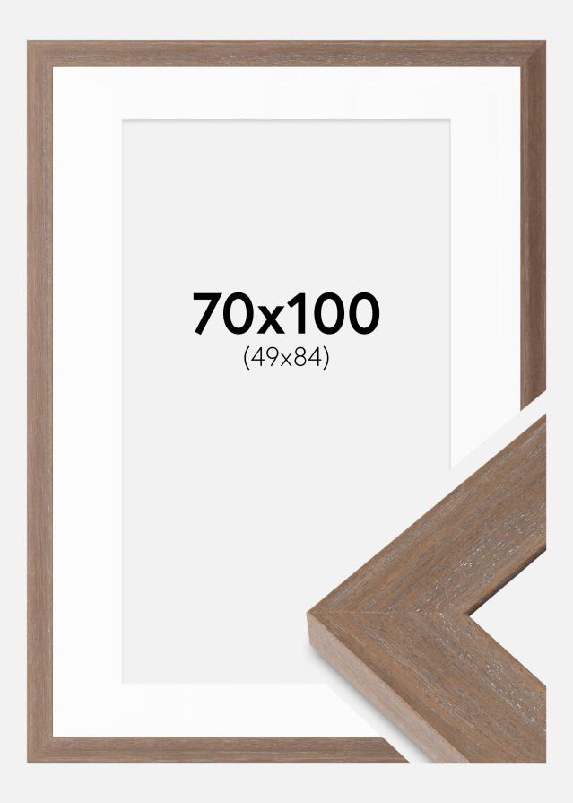 Ramme Juno Grå 70x100 cm - Passepartout Hvid 50x85 cm