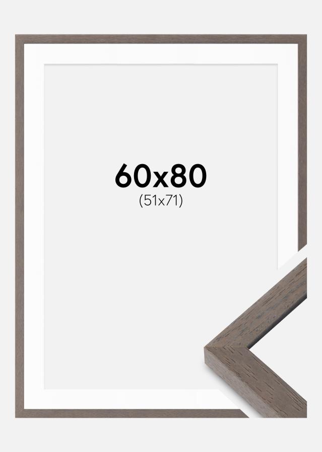 Ramme Hermes Grå 60x80 cm - Passepartout Hvid 52x72 cm