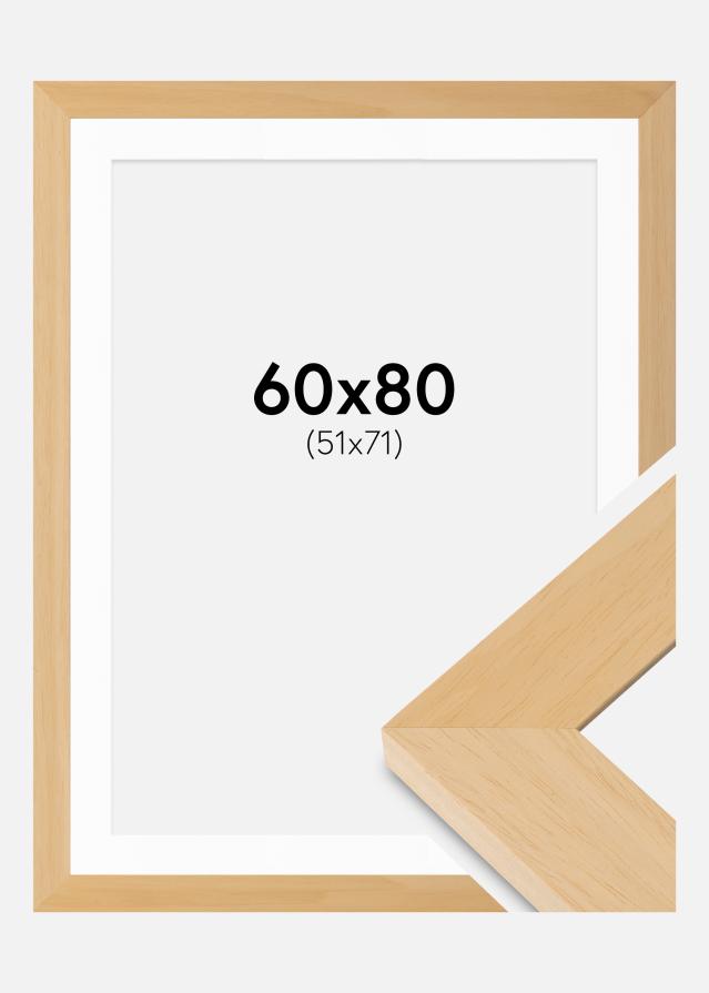 Ramme Juno Træ 60x80 cm - Passepartout Hvid 52x72 cm