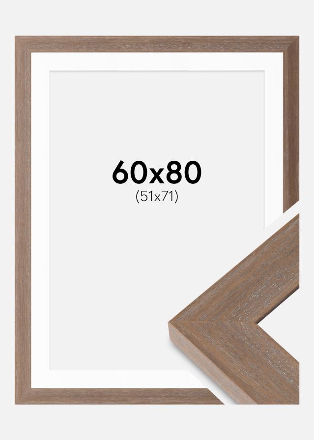 Ramme Juno Grå 60x80 cm - Passepartout Hvid 52x72 cm