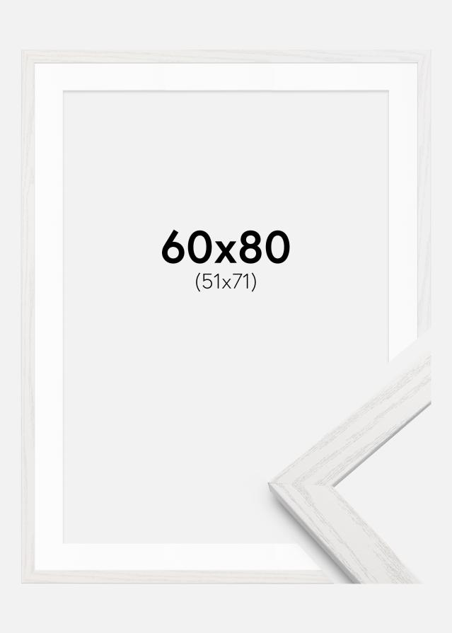 Ramme Stilren hvid Eg 60x80 cm - Passepartout Hvid 52x72 cm