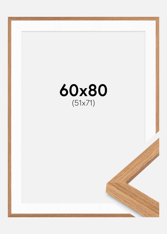 Ramme Modern Teak 60x80 cm - Passepartout Hvid 52x72 cm