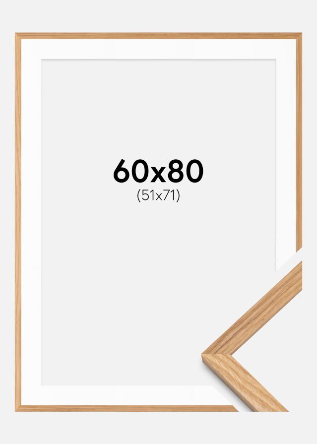 Ramme Massiv eg 60x80 cm - Passepartout Hvid 52x72 cm