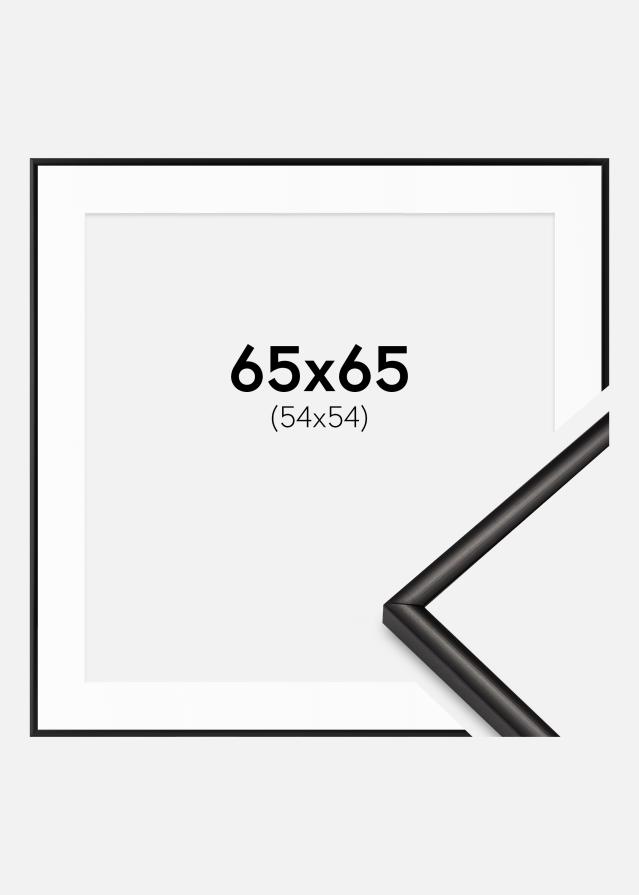 Ramme Scandi Mat Sort 65x65 cm - Passepartout Hvid 55x55 cm