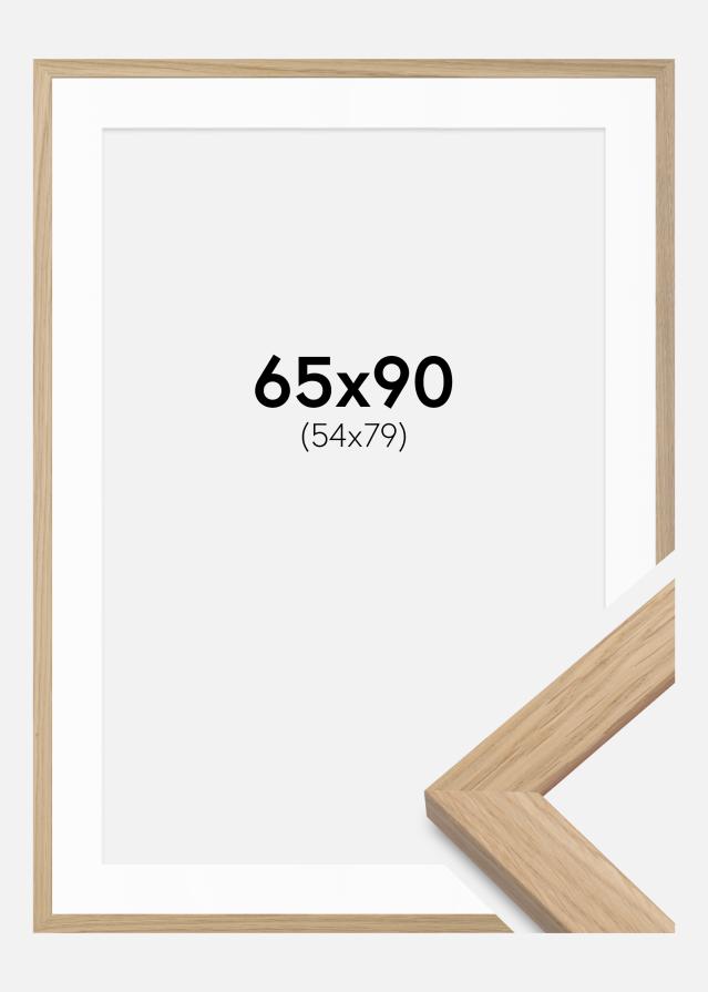 Ramme Eg træ 65x90 cm - Passepartout Hvid 55x80 cm