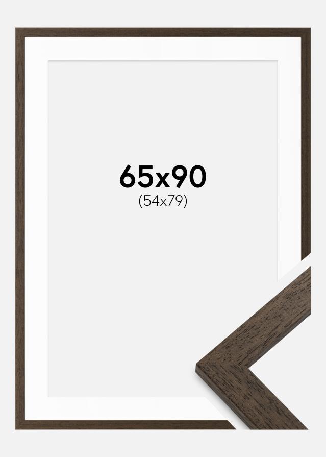 Ramme Brun træ 65x90 cm - Passepartout Hvid 55x80 cm