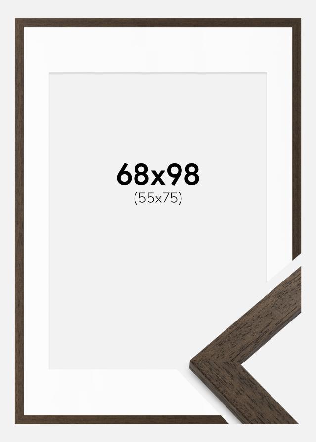 Ramme Brun træ 68x98 cm - Passepartout Hvid 56x76 cm