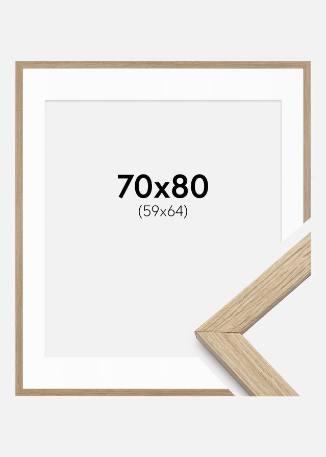 Ramme Stilren Eg 70x80 cm - Passepartout Hvid 60x65 cm