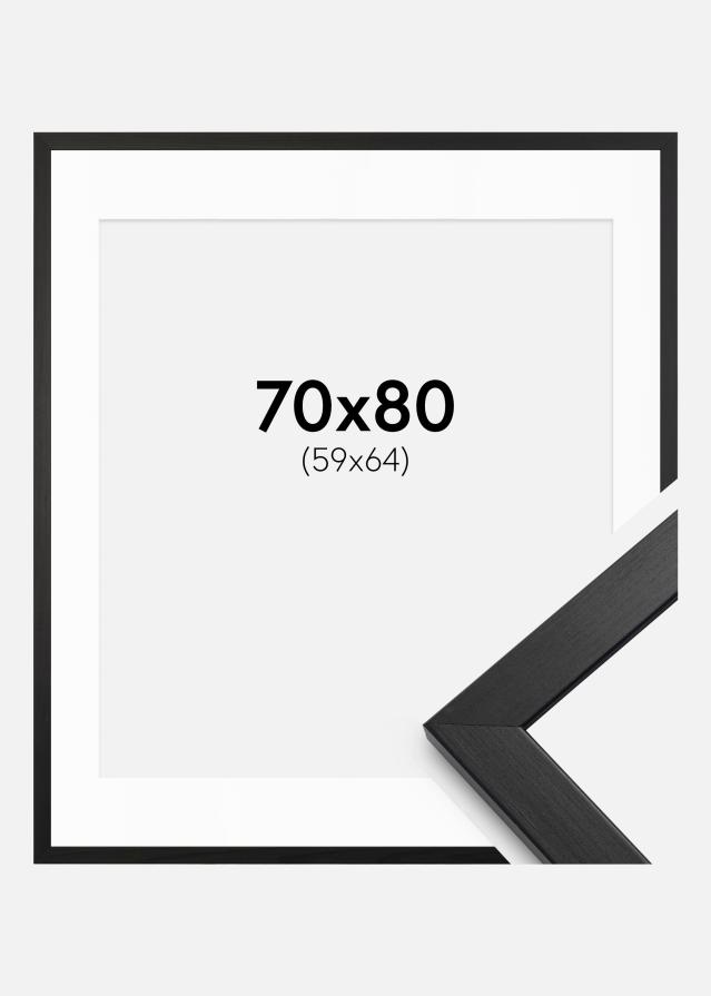 Ramme Stilren Sort 70x80 cm - Passepartout Hvid 60x65 cm