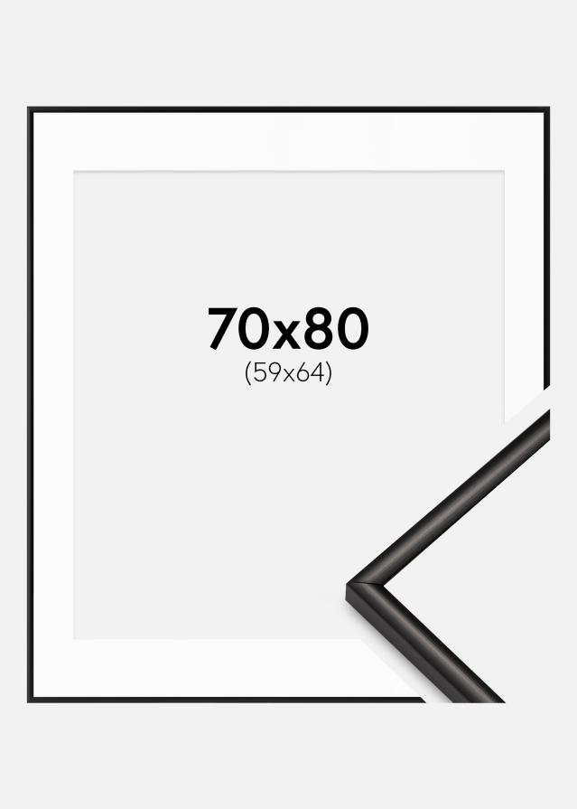 Ramme Scandi Mat Sort 70x80 cm - Passepartout Hvid 60x65 cm