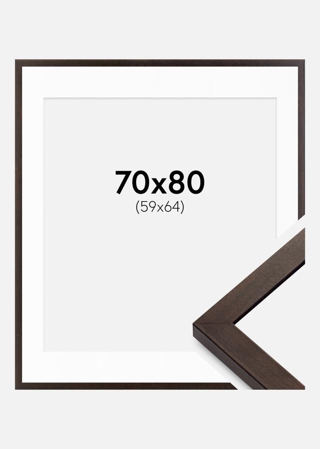 Ramme Selection Valnød 70x80 cm - Passepartout Hvid 60x65 cm