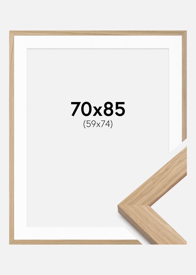 Ramme Eg træ 70x85 cm - Passepartout Hvid 60x75 cm