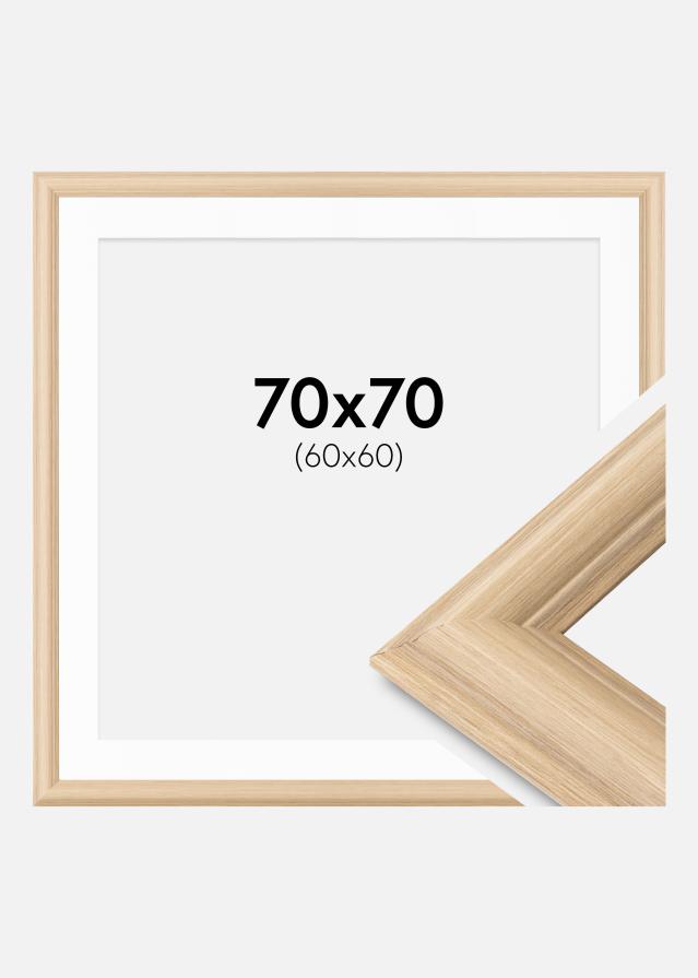 Ramme Västkusten Eg 70x70 cm - Passepartout Hvid 61x61 cm