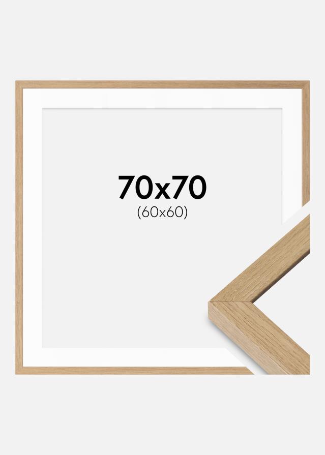Ramme Hermes Naturlig Eg 70x70 cm - Passepartout Hvid 61x61 cm