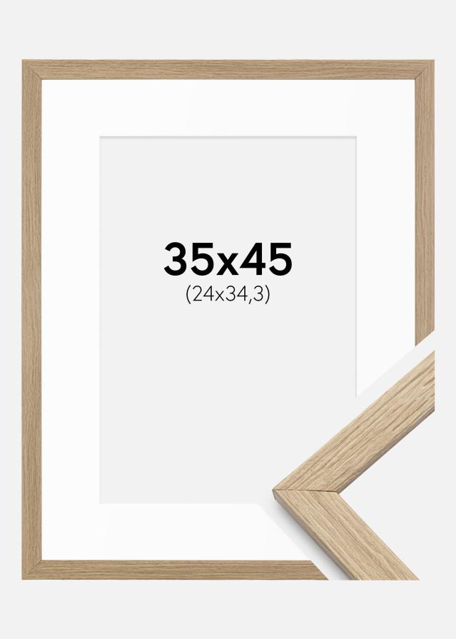 Ramme Stilren Eg 35x45 cm - Passepartout Hvid B4 250x353 mm