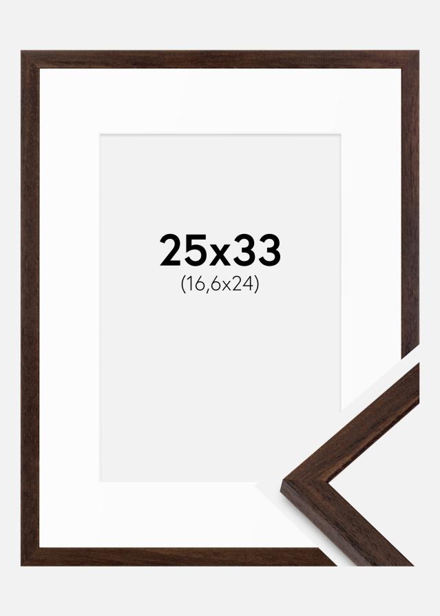 Ramme Edsbyn Valnød 25x33 cm - Passepartout Hvid B5 176x250 mm