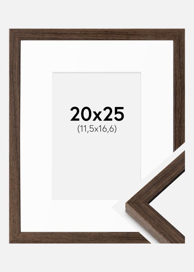 Ramme Ares Valnød 20x25 cm - Passepartout Hvid B6 125x176 mm