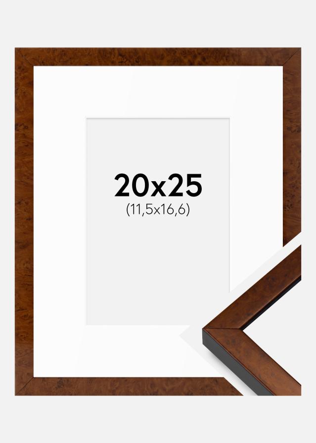 Ramme Ares valnød 20x25 cm - Passepartout Hvid B6 125x176 mm