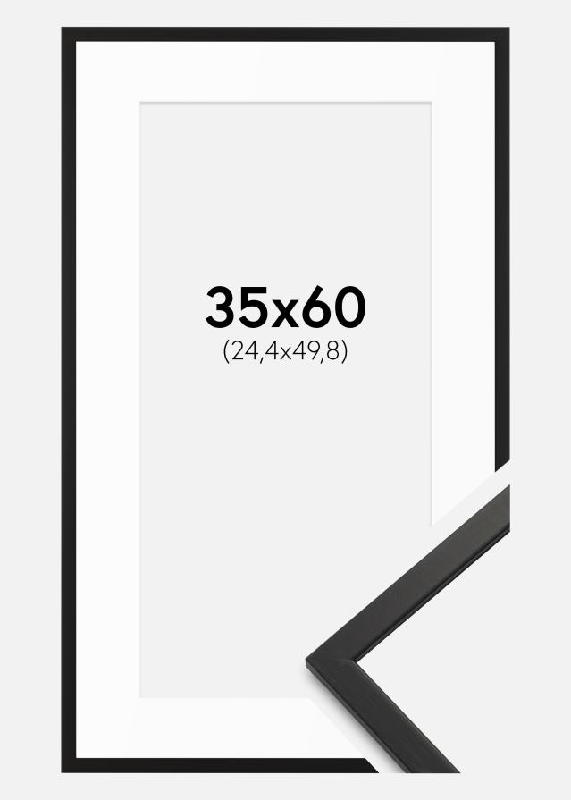 Ramme Edsbyn Sort 35x60 cm - Passepartout Hvid 10x20 inches