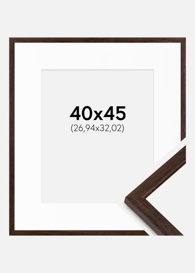 Ramme Edsbyn Valnød 40x45 cm - Passepartout Hvid 11x13 inches