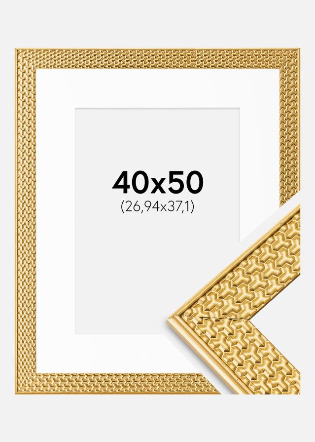 Ramme Grace Guld 40x50 cm - Passepartout Hvid 11x15 inches