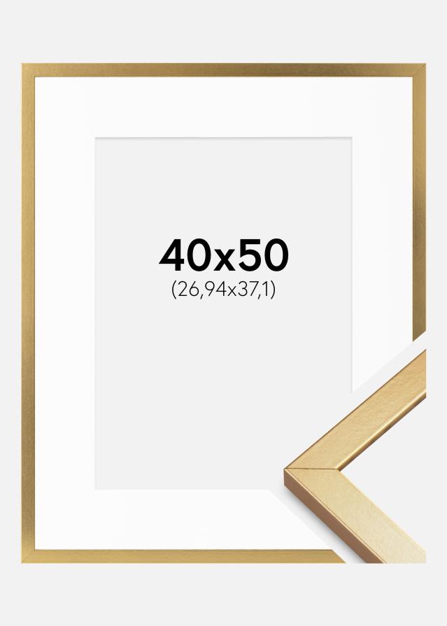 Ramme Minerva Guld 40x50 cm - Passepartout Hvid 11x15 inches