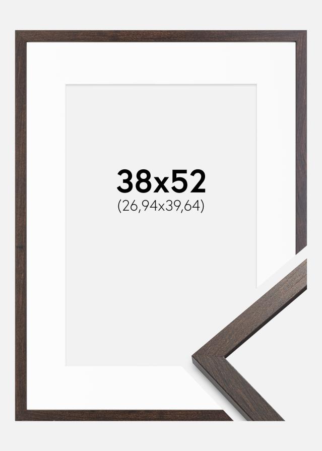 Ramme Trendy Valnød 38x52 cm - Passepartout Hvid 11x16 inches