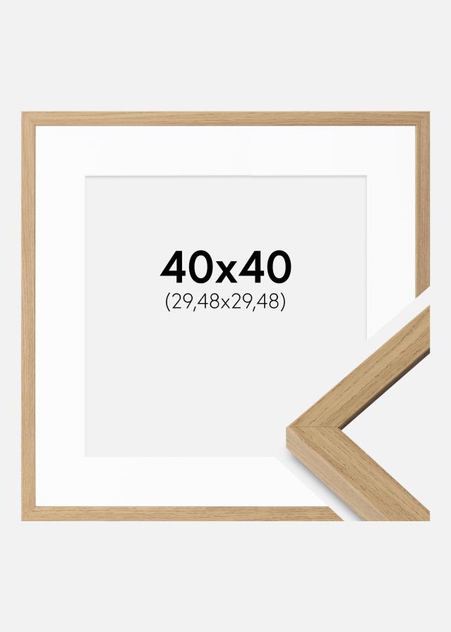 Ramme Ares Naturlig Eg 40x40 cm - Passepartout Hvid 12x12 inches