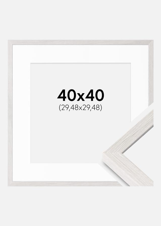 Ramme Ares Hvid Eg 40x40 cm - Passepartout Hvid 12x12 inches