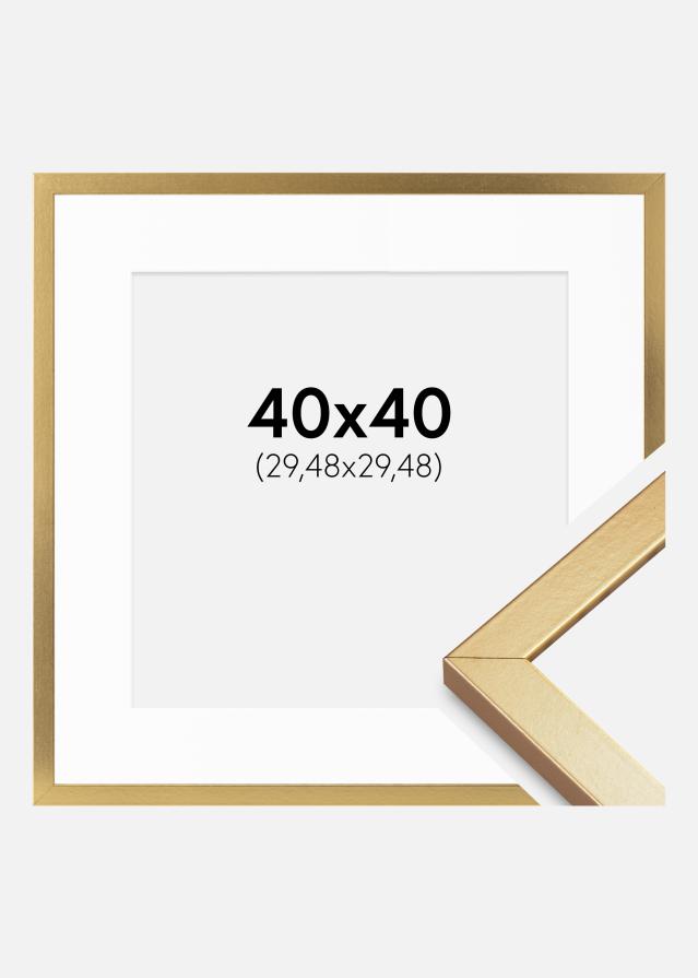 Ramme Minerva Guld 40x40 cm - Passepartout Hvid 12x12 inches
