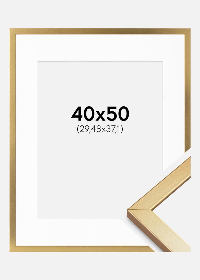 Ramme Minerva Guld 40x50 cm - Passepartout Hvid 12x15 inches