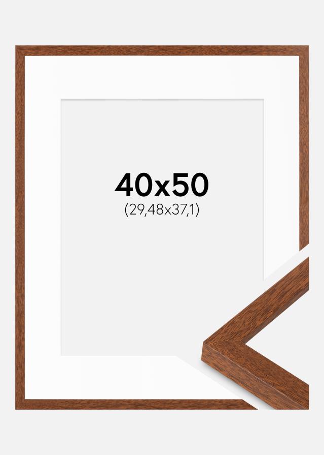 Ramme Modern varmt Brun 40x50 cm - Passepartout Hvid 12x15 inches
