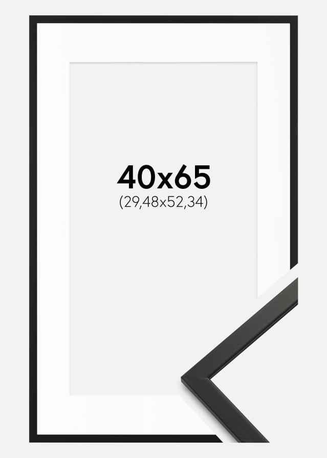 Ramme Edsbyn Sort 40x65 cm - Passepartout Hvid 12x21 inches