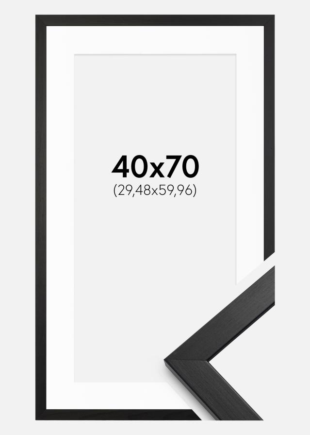 Ramme Stilren Sort 40x70 cm - Passepartout Hvid 12x24 inches