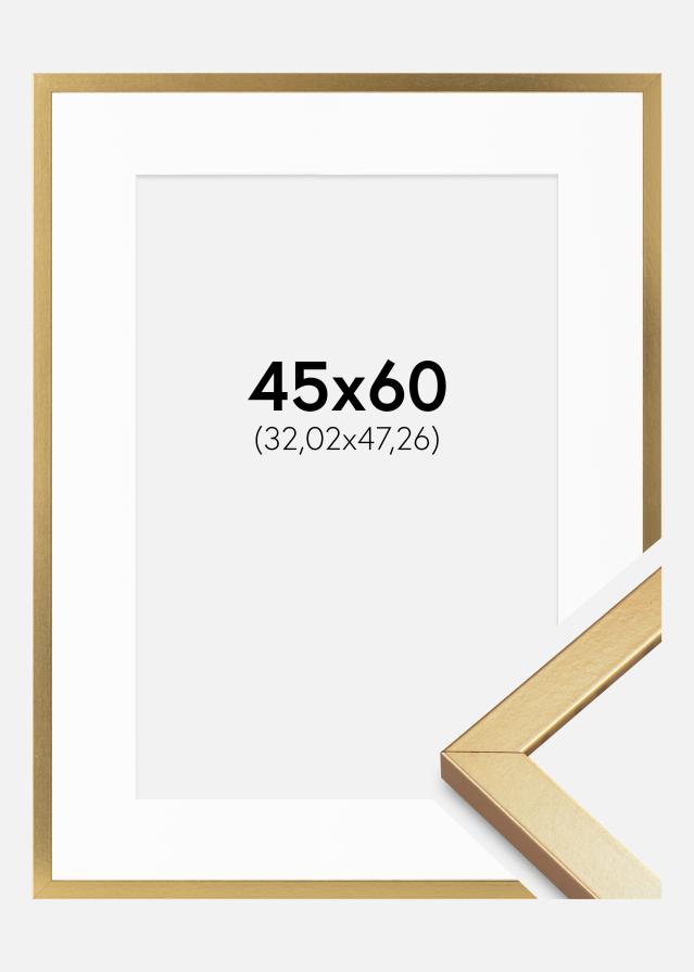 Ramme Minerva Guld 45x60 cm - Passepartout Hvid 13x19 inches