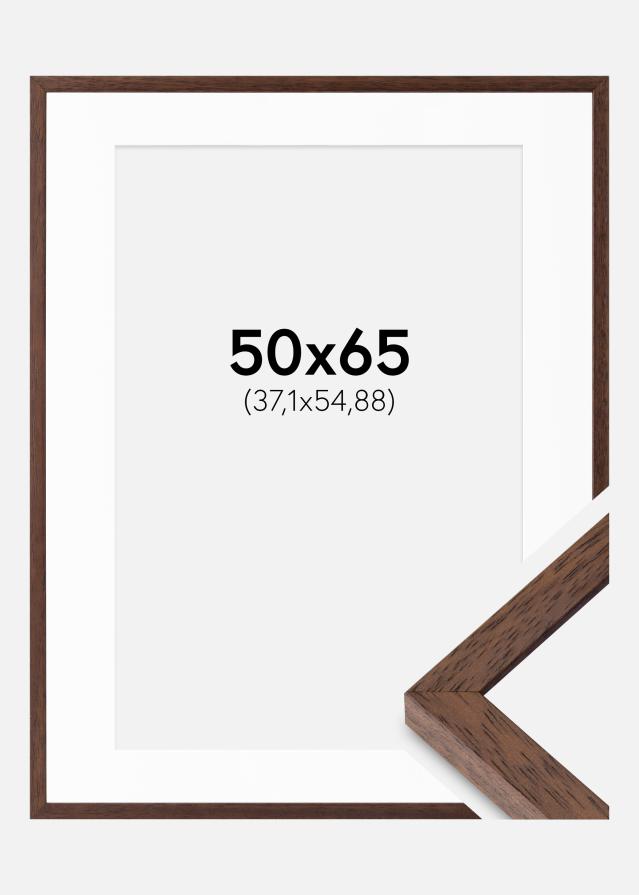 Ramme Ares Teak 50x65 cm - Passepartout Hvid 15x22 inches