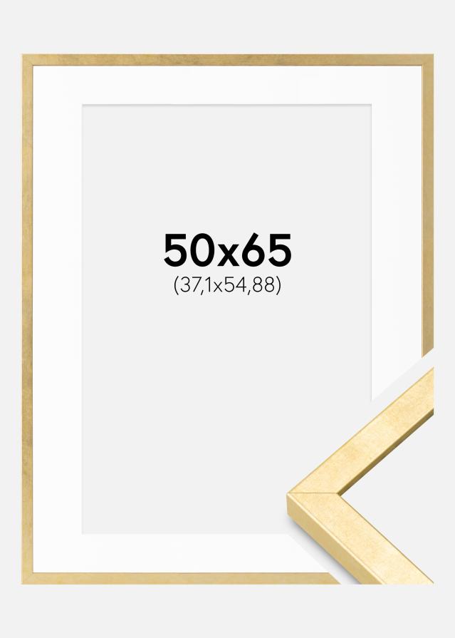 Ramme Ares Guld 50x65 cm - Passepartout Hvid 15x22 inches